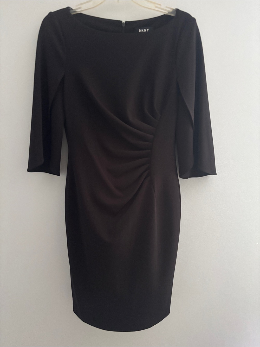 DKNY Black Ruched Sheath Dress